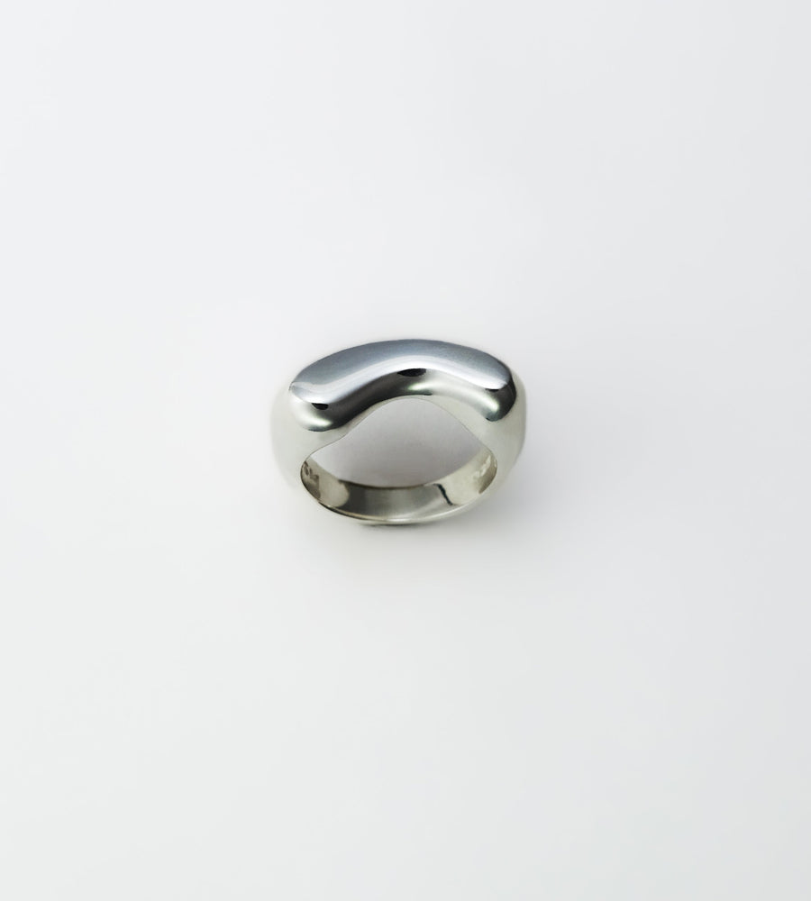 Silver ring on a white background